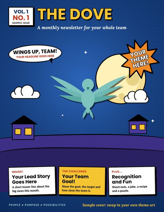 Cover of a sample issue of The DOVE News